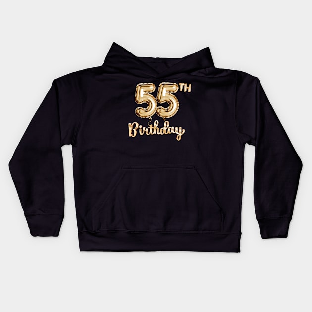 55th Birthday Gifts - Party Balloons Gold Kids Hoodie by BetterManufaktur
